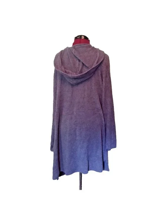 Barefoot Dreams CozyChic Lite Hooded Cardigan 2X Women Baja Blue Open Front - Picture 2 of 7